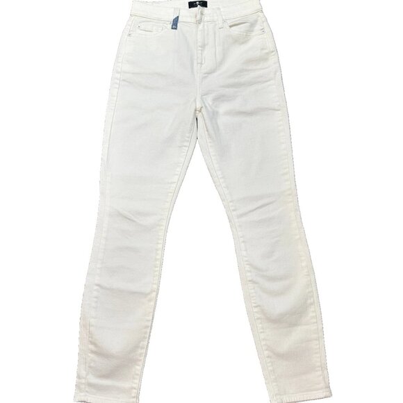 7 For All Mankind Slim Illusion High Waist Ankle Skinny Denim Patchwork 25 Worn1 - Picture 4 of 11